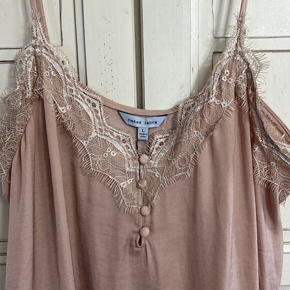 NWT Naked Zebra size large cami camisole beige tank top - Picture 2 of 4